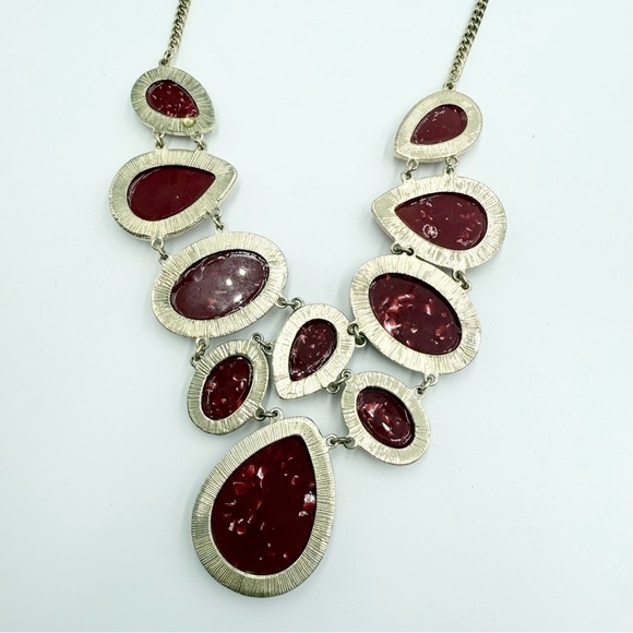 Wine Bib Acrylic Beaded Gold Toned Statement Necklace Chain - Picture 8 of 10